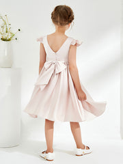 Cap Sleeves Acetate Satin Flower Girl Dresses Rose Petal