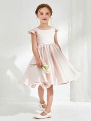 Cap Sleeves Acetate Satin Flower Girl Dresses Rose Petal