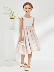 Cap Sleeves Acetate Satin Flower Girl Dresses Rose Petal