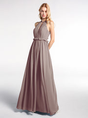 Keyhole Neckline Open Back Chiffon Maxi Dress Dusk