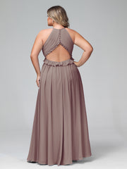 Keyhole Neckline Open Back Chiffon Maxi Dress Dusk Plus Size