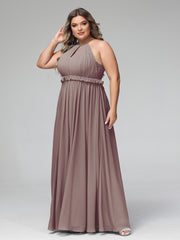 Keyhole Neckline Open Back Chiffon Maxi Dress Dusk Plus Size