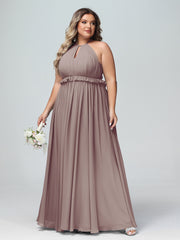 Keyhole Neckline Open Back Chiffon Maxi Dress Dusk Plus Size