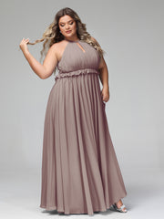Keyhole Neckline Open Back Chiffon Maxi Dress Dusk Plus Size
