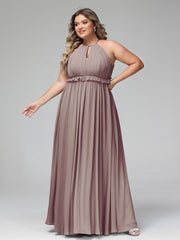 Keyhole Neckline Open Back Chiffon Maxi Dress Dusk Plus Size