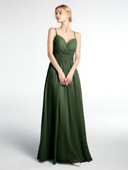Criss-Cross Open Back Gown with Spaghetti Strap Olive Green