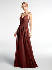 Criss-Cross Open Back Gown with Spaghetti Strap Terracotta
