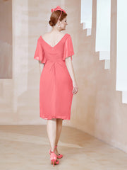 Chiffon Dress with Rhinestone-Adorned V-Neck Watermelon Plus Size