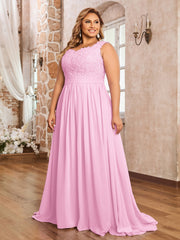 Lace Appliqued And Beaded Long Dresses Candy Pink