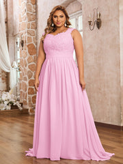 Lace Appliqued And Beaded Long Dresses Candy Pink