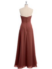 Strapless Chiffon Dress with Cascade Skirt Terracotta