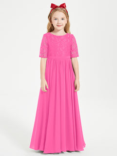 Lace Top Half Sleeved Junior Bridesmaids Dresses Azalea