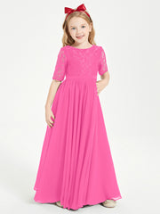 Lace Top Half Sleeved Junior Bridesmaids Dresses Azalea