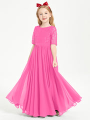 Lace Top Half Sleeved Junior Bridesmaids Dresses Azalea