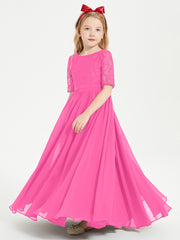 Lace Top Half Sleeved Junior Bridesmaids Dresses Azalea