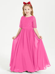 Lace Top Half Sleeved Junior Bridesmaids Dresses Azalea