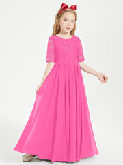 Lace Top Half Sleeved Junior Bridesmaids Dresses Azalea