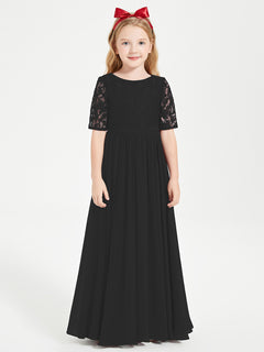 Lace Top Half Sleeved Junior Bridesmaids Dresses Black