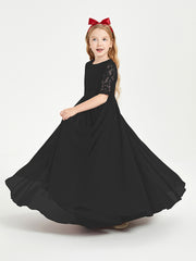 Lace Top Half Sleeved Junior Bridesmaids Dresses Black