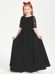 Lace Top Half Sleeved Junior Bridesmaids Dresses Black
