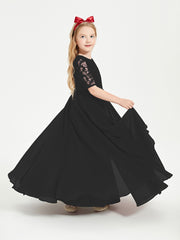 Lace Top Half Sleeved Junior Bridesmaids Dresses Black