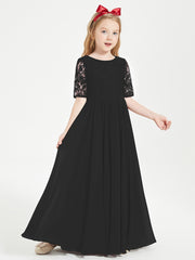 Lace Top Half Sleeved Junior Bridesmaids Dresses Black
