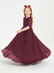 Lace Top Half Sleeved Junior Bridesmaids Dresses Cabernet
