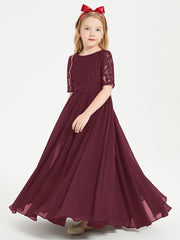 Lace Top Half Sleeved Junior Bridesmaids Dresses Cabernet