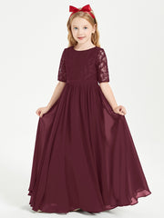 Lace Top Half Sleeved Junior Bridesmaids Dresses Cabernet