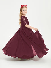 Lace Top Half Sleeved Junior Bridesmaids Dresses Cabernet