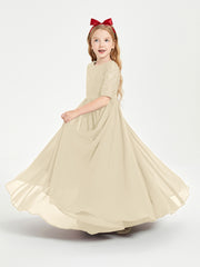 Lace Top Half Sleeved Junior Bridesmaids Dresses Champagne