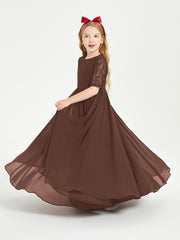 Lace Top Half Sleeved Junior Bridesmaids Dresses Chocolate