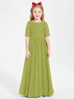 Lace Top Half Sleeved Junior Bridesmaids Dresses Clover