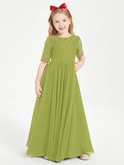Lace Top Half Sleeved Junior Bridesmaids Dresses Clover