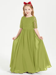 Lace Top Half Sleeved Junior Bridesmaids Dresses Clover