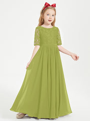 Lace Top Half Sleeved Junior Bridesmaids Dresses Clover