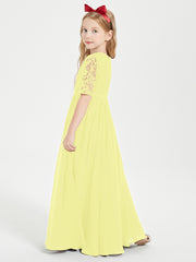Lace Top Half Sleeved Junior Bridesmaids Dresses Daffodil