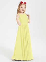 Lace Top Half Sleeved Junior Bridesmaids Dresses Daffodil