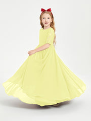 Lace Top Half Sleeved Junior Bridesmaids Dresses Daffodil