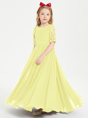 Lace Top Half Sleeved Junior Bridesmaids Dresses Daffodil
