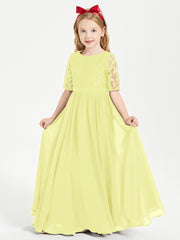 Lace Top Half Sleeved Junior Bridesmaids Dresses Daffodil