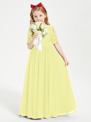 Lace Top Half Sleeved Junior Bridesmaids Dresses Daffodil