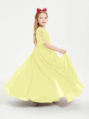 Lace Top Half Sleeved Junior Bridesmaids Dresses Daffodil