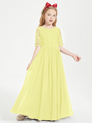 Lace Top Half Sleeved Junior Bridesmaids Dresses Daffodil