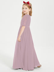 Lace Top Half Sleeved Junior Bridesmaids Dresses Dusk