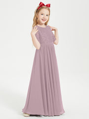 Lace Top Half Sleeved Junior Bridesmaids Dresses Dusk