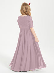 Lace Top Half Sleeved Junior Bridesmaids Dresses Dusk