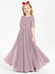 Lace Top Half Sleeved Junior Bridesmaids Dresses Dusk