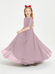 Lace Top Half Sleeved Junior Bridesmaids Dresses Dusk