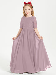 Lace Top Half Sleeved Junior Bridesmaids Dresses Dusk